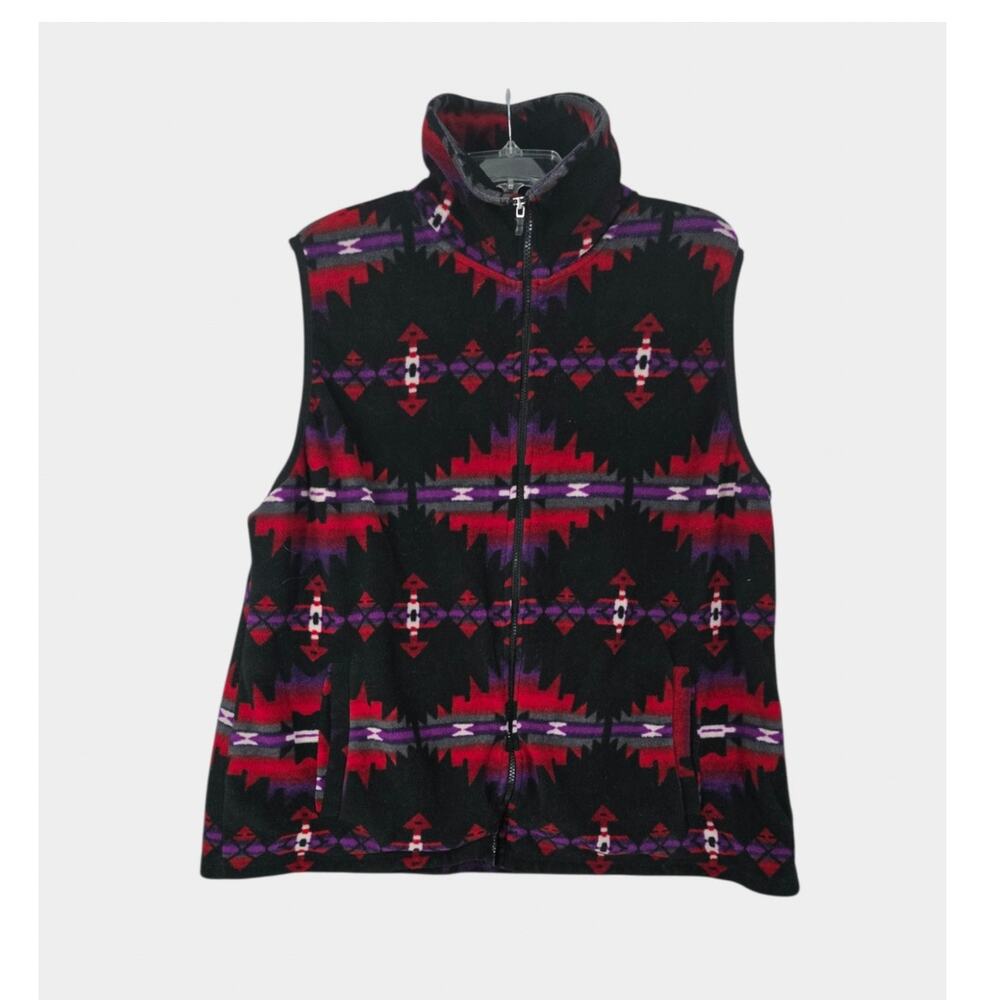 Chaps Sport Vest Women's Sz 2X  Aztec Full Zip Mock Neck Fall Winter W/ Pockets
